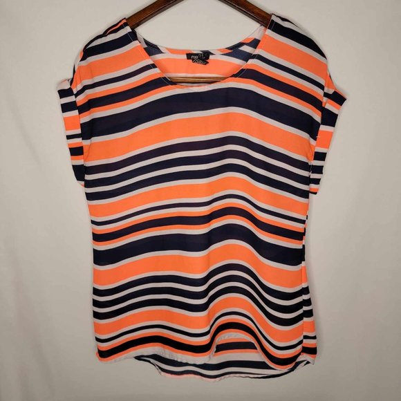Neon Orange Vivid Embroidery Blouse